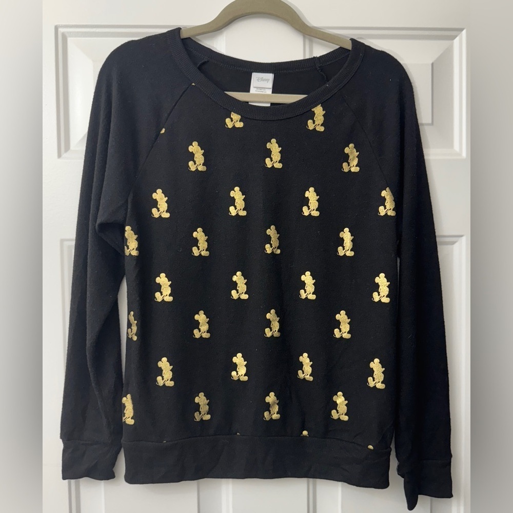 Disney Jerry Leigh Black & Gold Mickey Mouse Pullover Sweater Sz Large